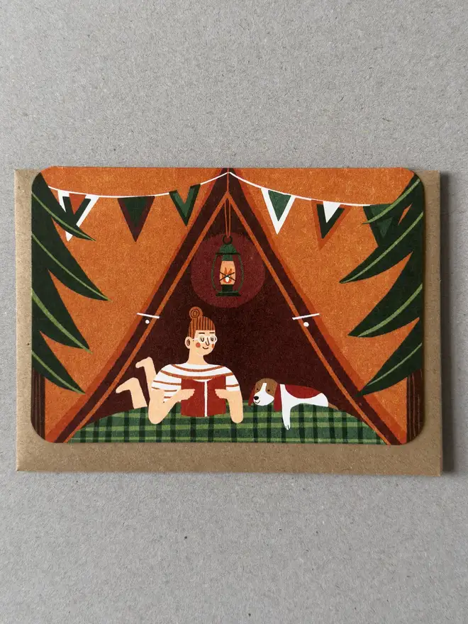 Tent No.3 Greetings Card (Red)