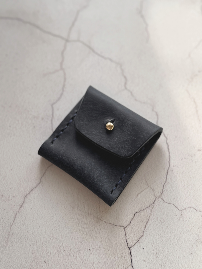 navy blue leather coin pouch