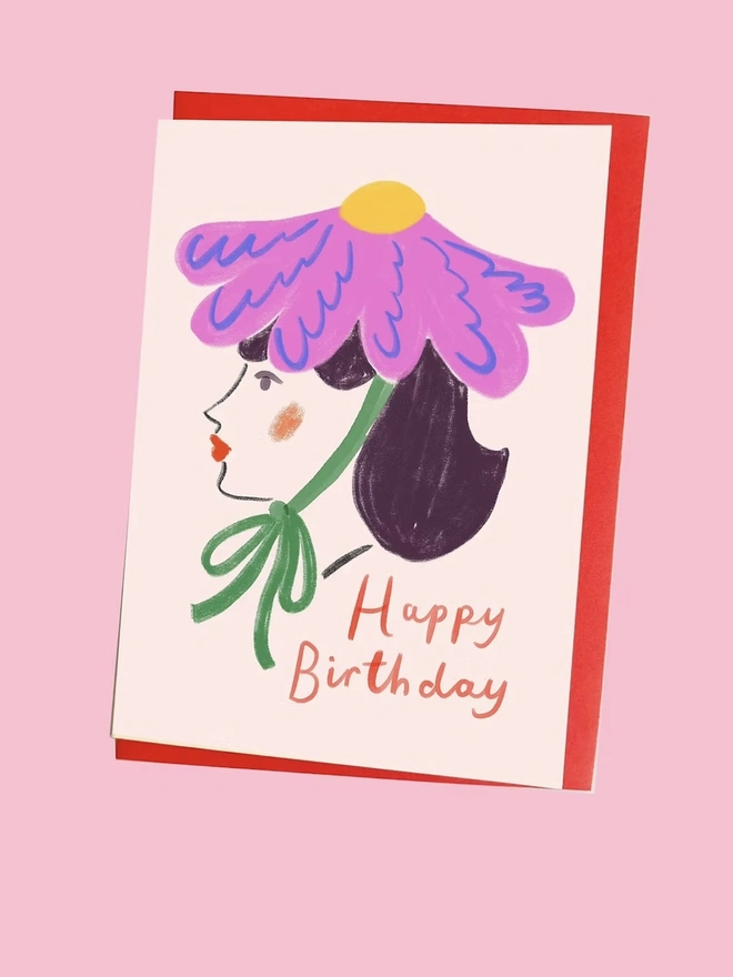 'Happy Birthday' Flower Woman Greeting Card