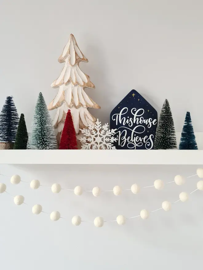 White Christmas Garland Ivory Felt Garland