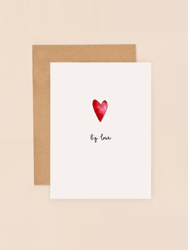 red heart big love mini greeting card