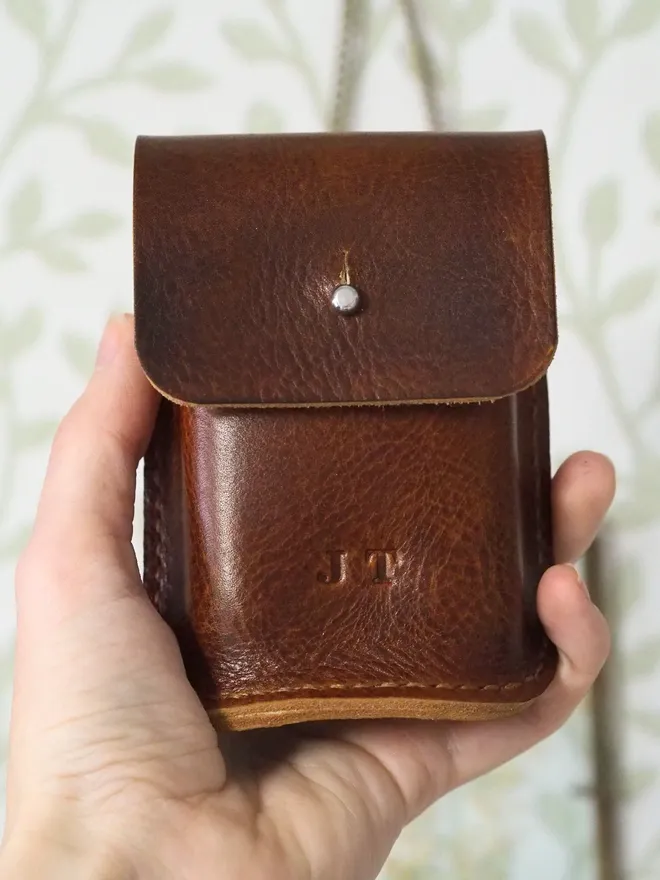 spanish brown leather playing card sleeve