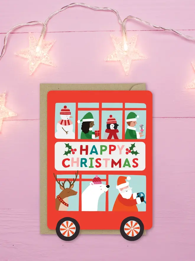 'Happy Christmas' Santa's Holiday Bus Card 