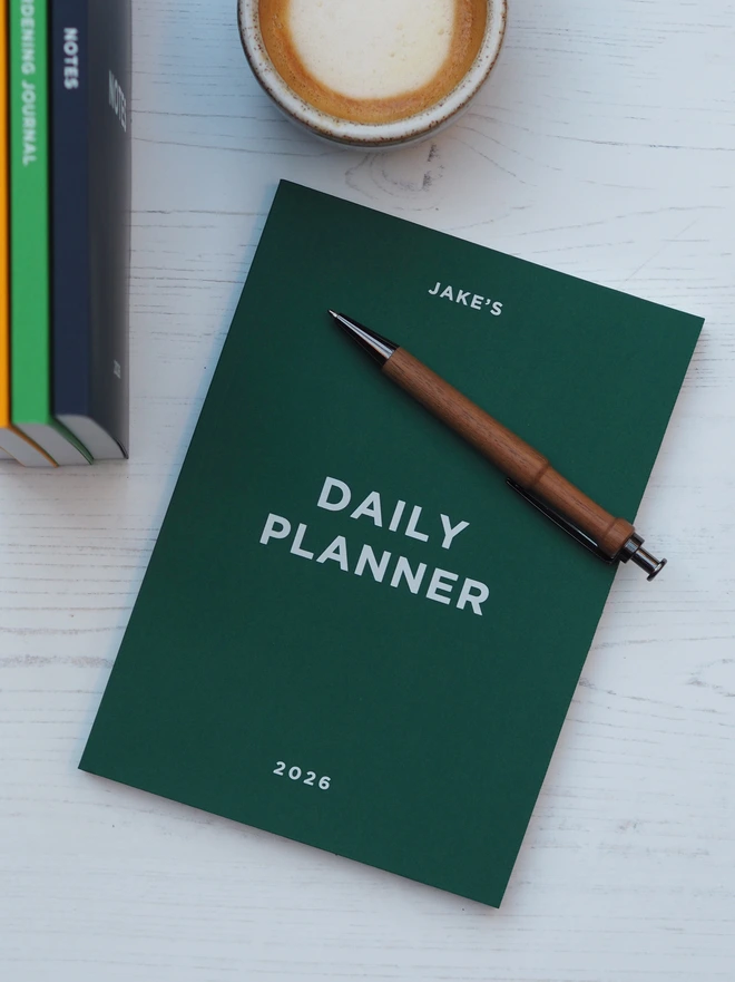 personalised spine a5 daily planner in green