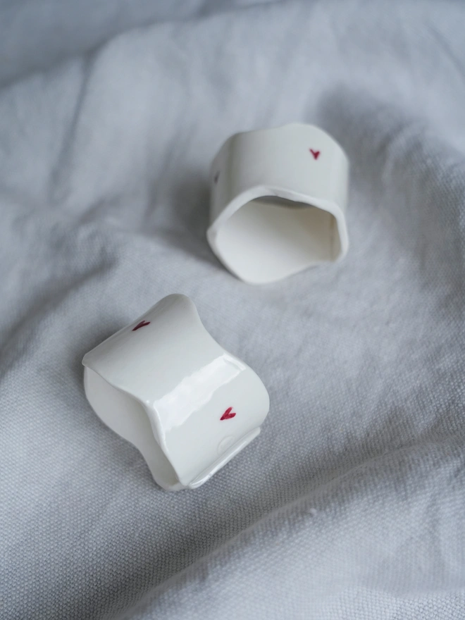 porcelain heart napkin ring