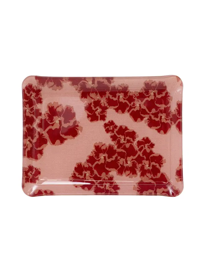 Acrylic Midi Tray, a colourful and patterned tray sitting on a white surface. 