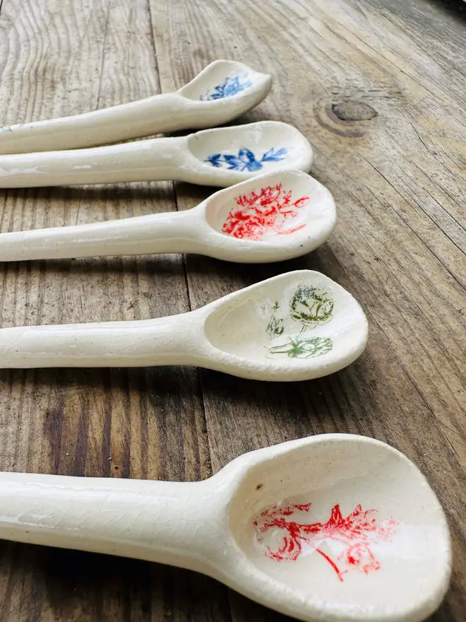 Floral Bowls And Mini Ceramic Serving Spoons
