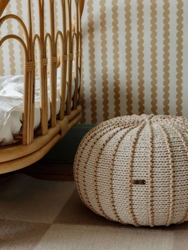 Zuri House. Small beige Ziggy pouffe.