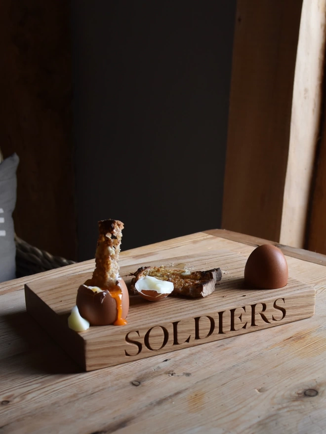 Personalised Oak Egg & Soldiers Board 
