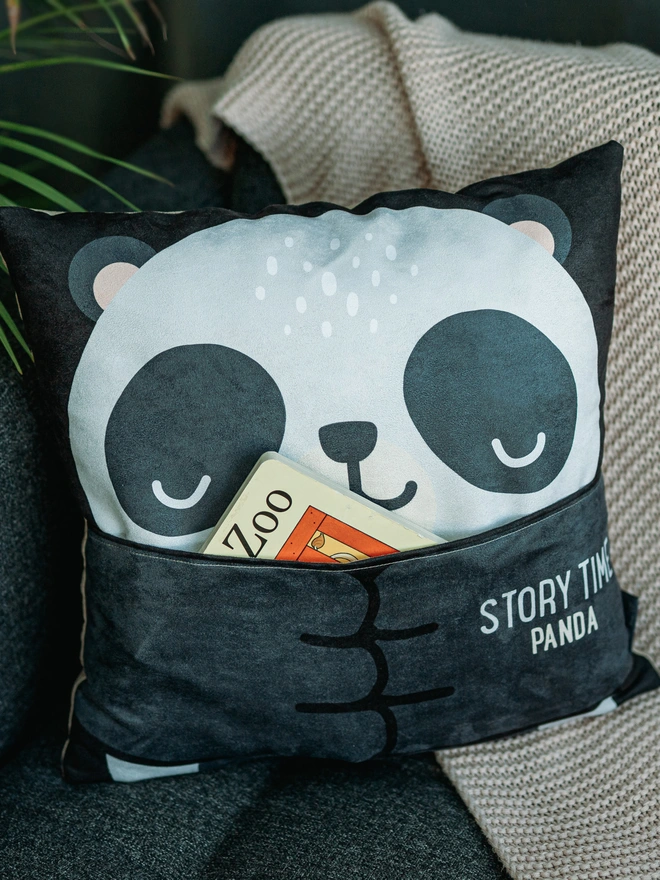 Hug and Fable Panda Bear Pocket Story Cushion