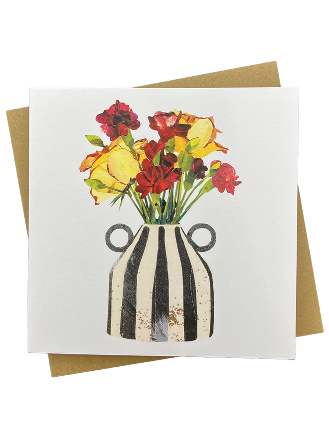 Roses and Carnation Posy Greetings Card