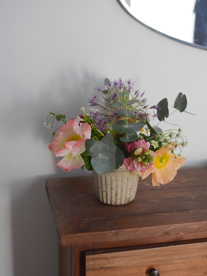 stoneware fluted flower vase