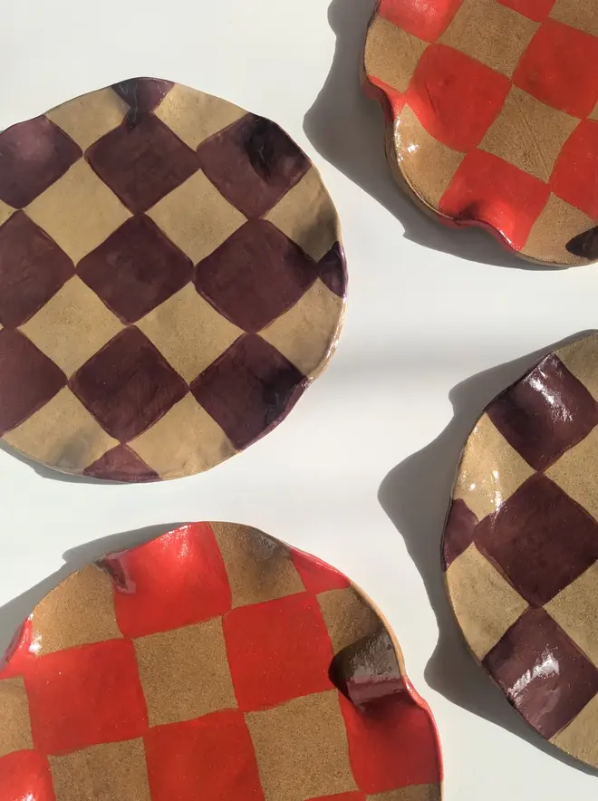 Burgundy Wavy Side Plates (Set of Four) 