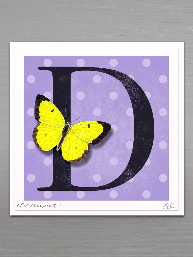 high quality ’letter' butterflygram card with hand cut paper butterfly, personalised and signed