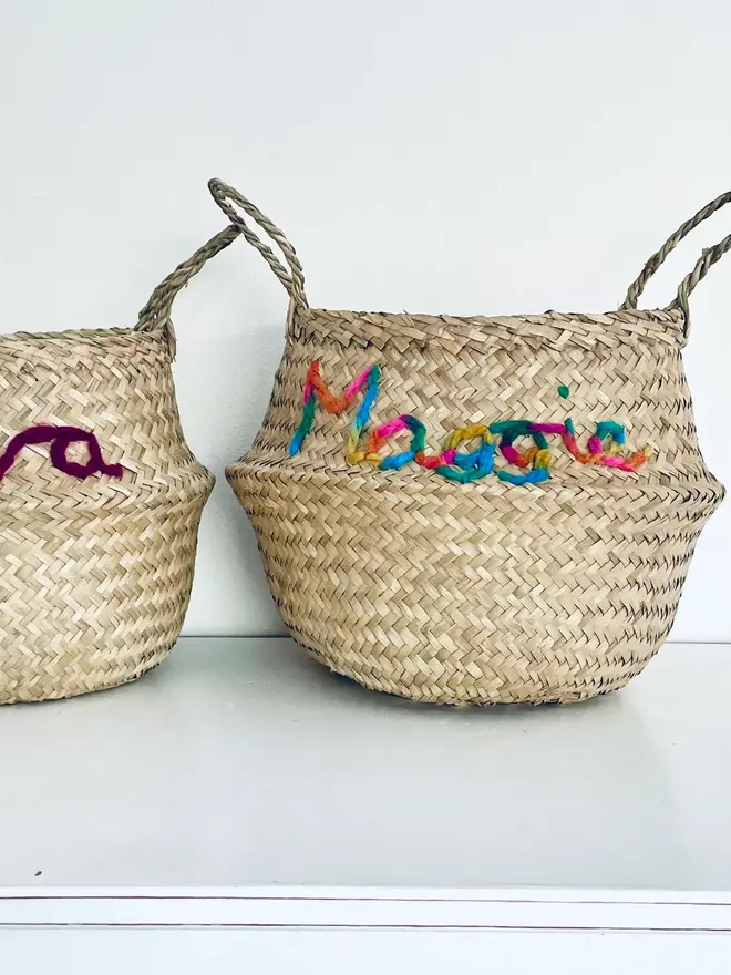 Personalised Rainbow Name Belly Basket 