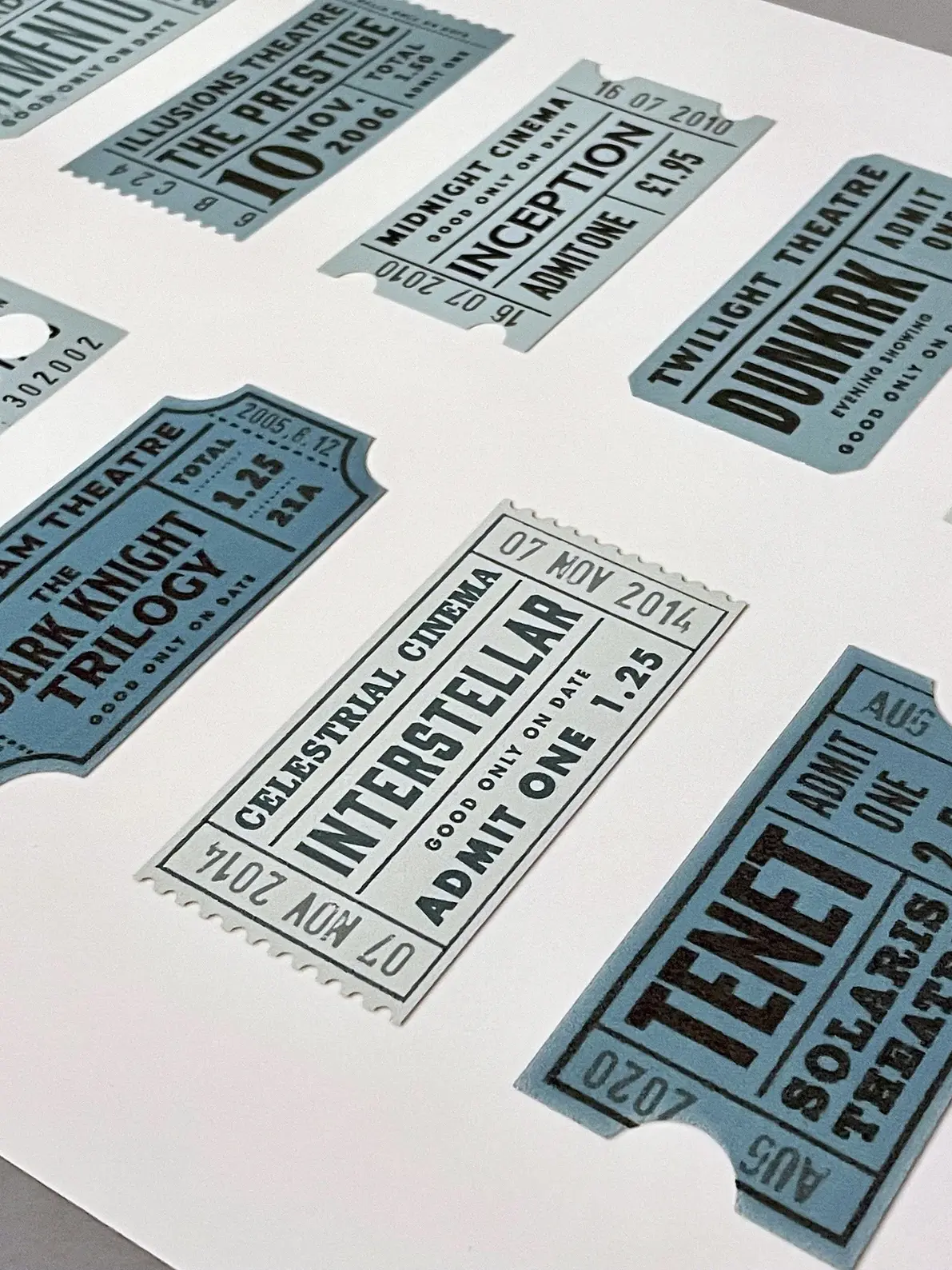 christopher nolan vintage retro cinema ticket print