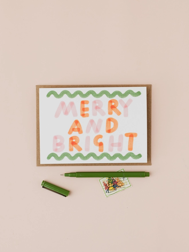 Merry and Bright fun Christmas card 
