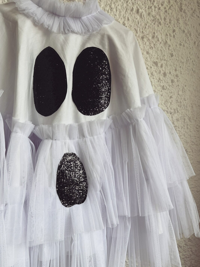 Kids White Ghost Tie Back Halloween Cape