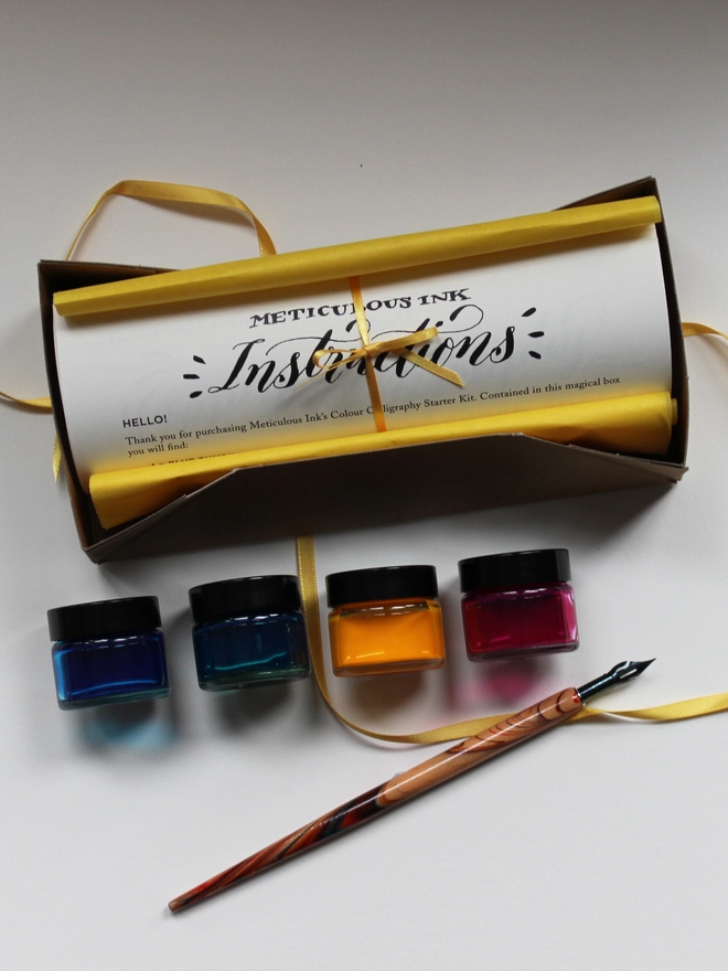 Meticulous Ink Colour Calligraphy Kit top view open