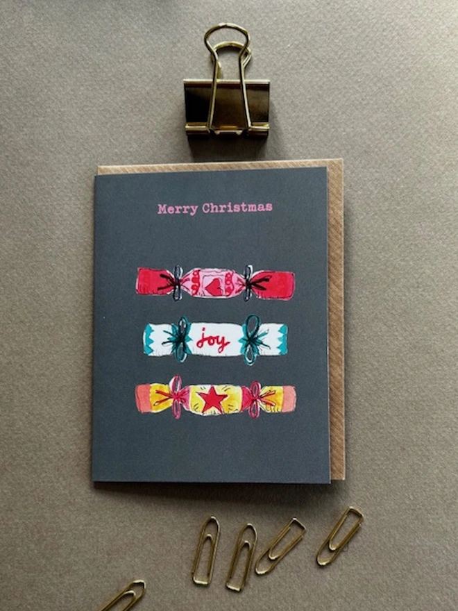 'Merry Christmas Crackers' Mini Greetings Card