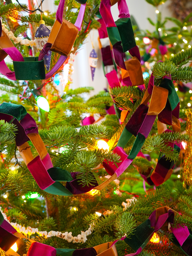 Velvet Chain Burgundy on a Christmas Tree