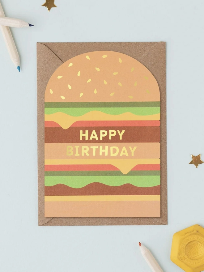 'Happy Birthday' Cheeseburger Shaped Card