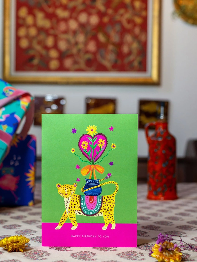 leopard birthday card 