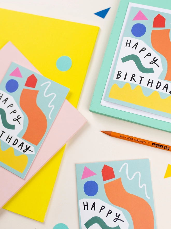 playful shapes happy birthday card