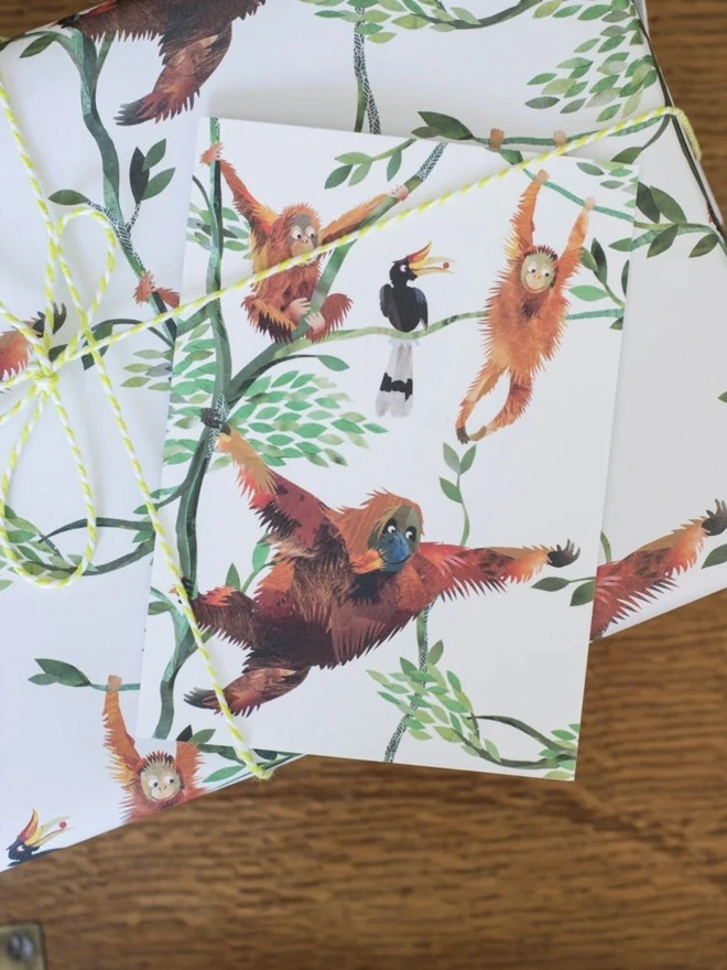 Swinging Orangutang Greetings Card