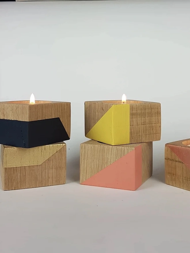 Tiny Wooden Cube Candle