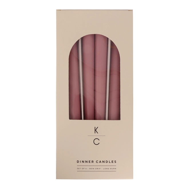 Box of dusty rose dinner candles