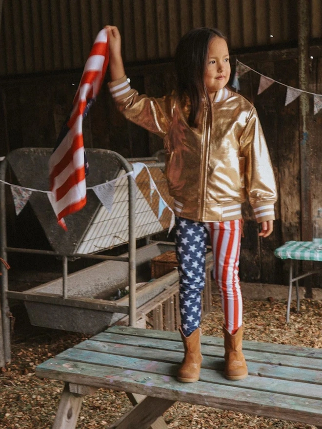 The Stardust Gold Nappa Leather Bomber Jacket