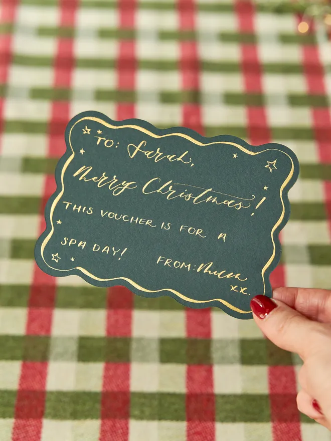 Green and Gold Calligraphy Gift Voucher