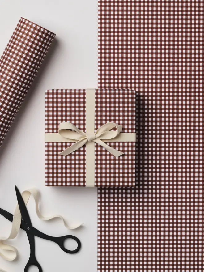 Gingham, burgundy, Winter, Russet, brown, wrap, gift wrap, wrapping paper, wrap