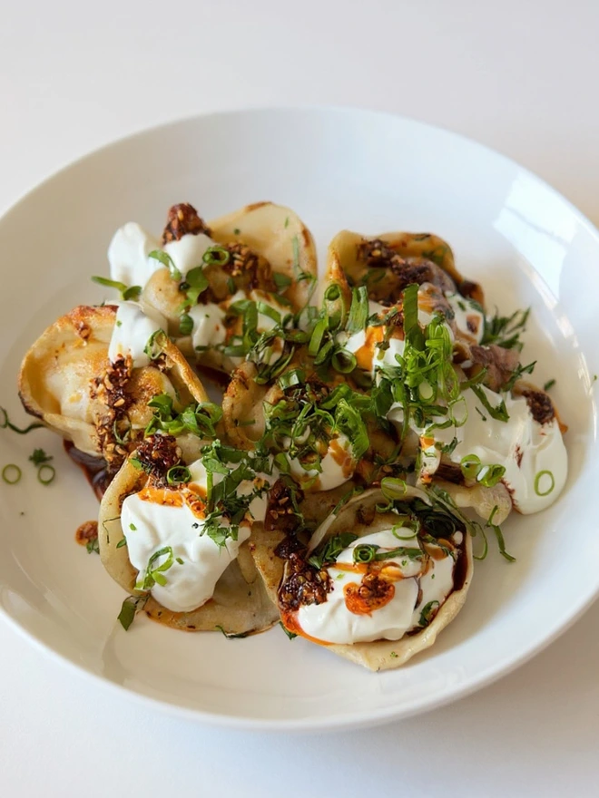 dumplings with rayu 