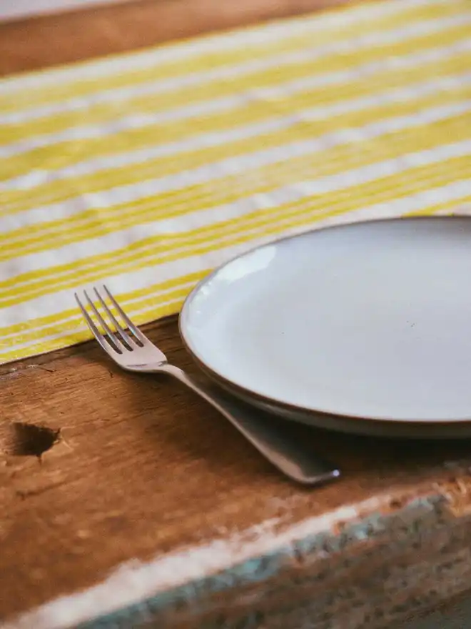 Yellow Striped Table Runner