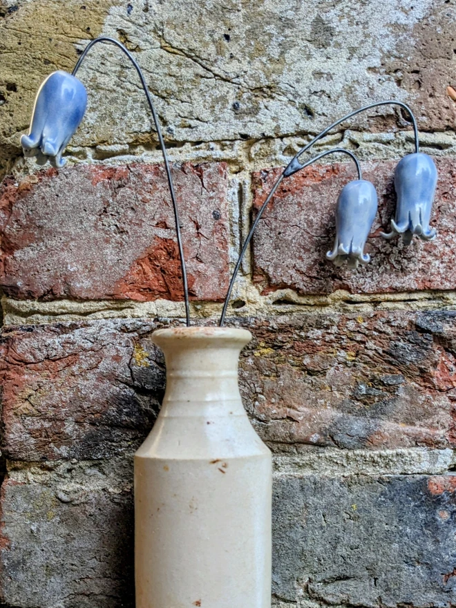 Ceramic bluebells (set of 3 flowers)