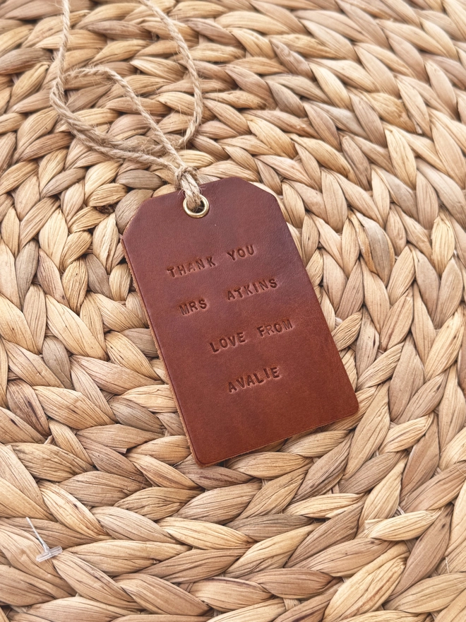 leather tag for teacher