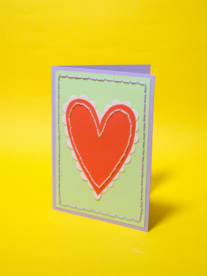 Hand Stitched Heart Card