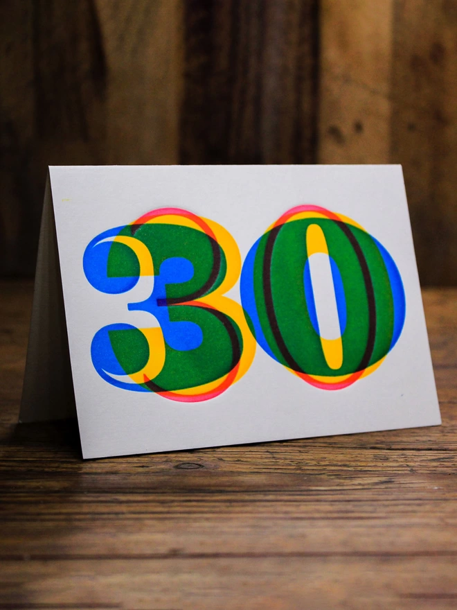 30th Birthday Typographic Letterpress Card