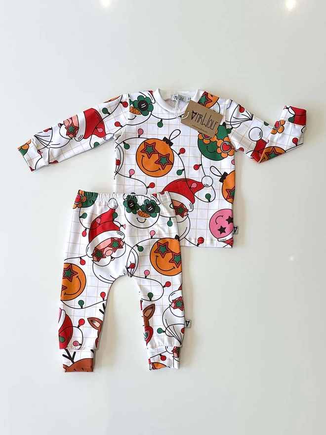 baby toddler lounge set for christmas, christmas print