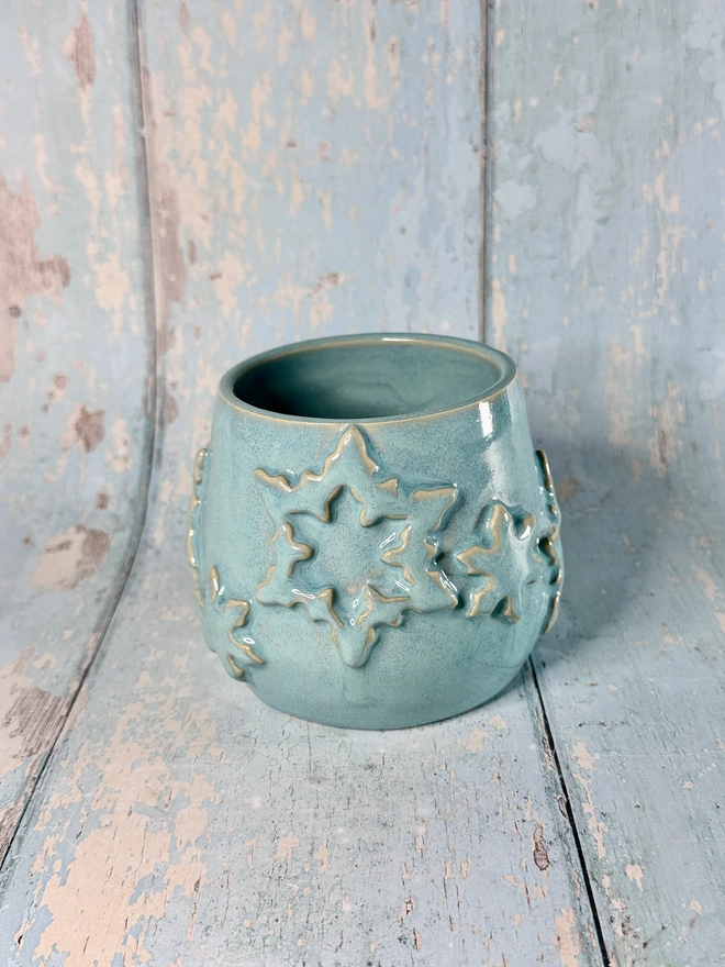 Festive Turquoise Snowflake Ceramic Mug