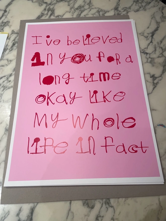 Pink background with red text ins Pipers unique font that fills the whole page