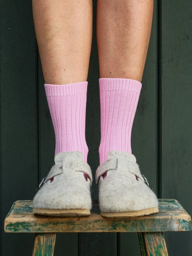 Pink Ribbed socks