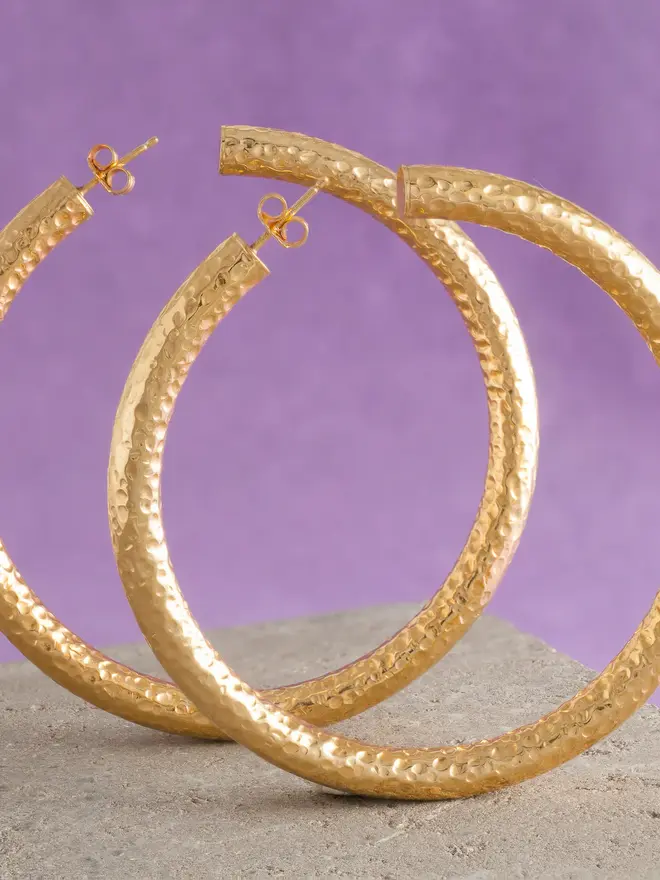 Hammered Gold Hoop Earrings