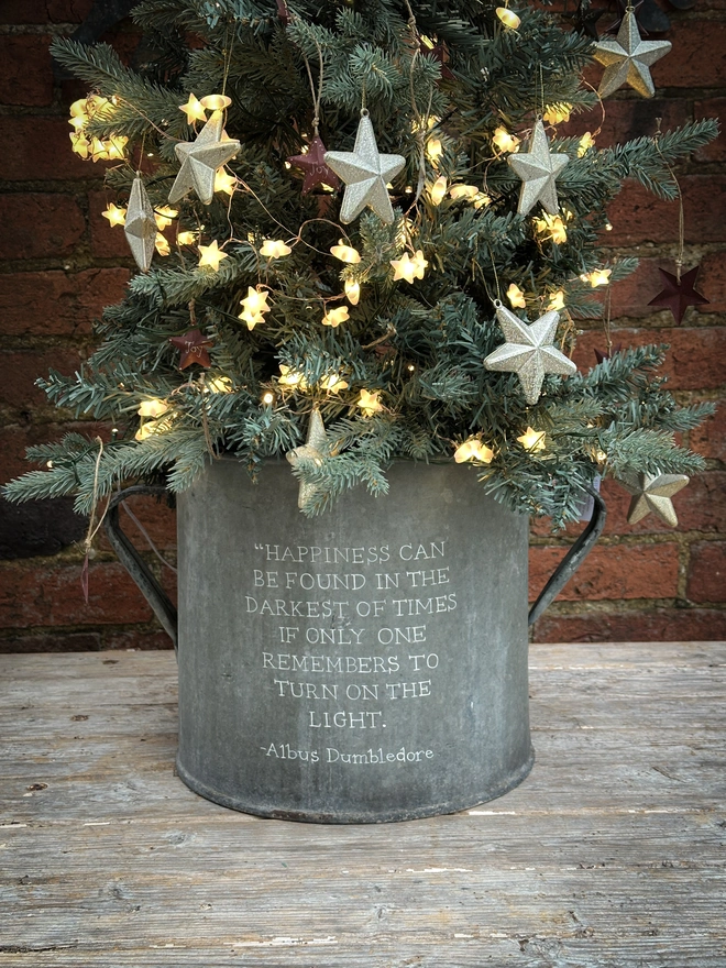 Happiness Quote Hand Painted Christmas Tree Tub