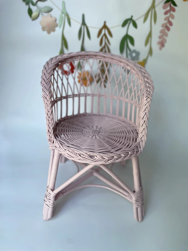 Kids Wicker Chair-Light pink 