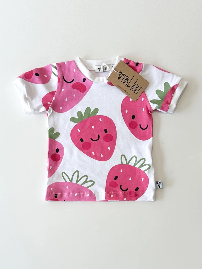 strawberry print kids baby clothes legging t-shirt