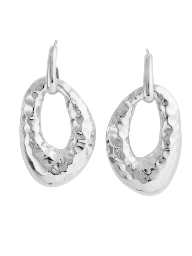Loel Gold Hammered Oval Drop Earrings