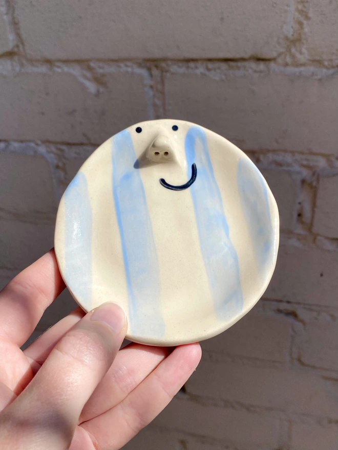 blue stripe trinket tray